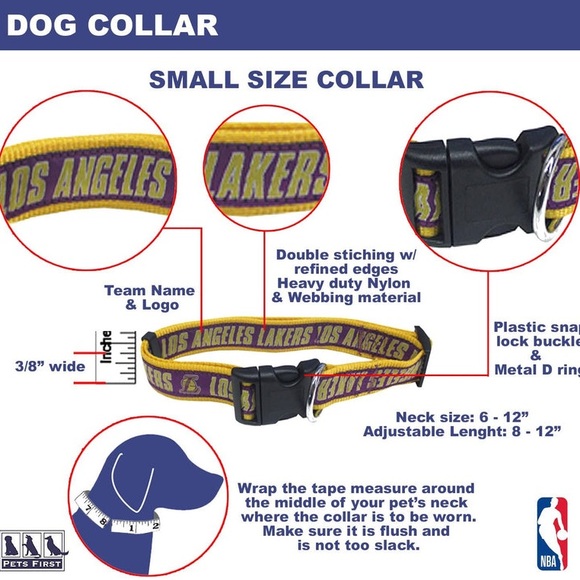 Pets First LA Lakers Dog Collar and Leash - Picture 13 of 14